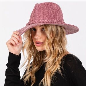 Mauve Pink Chenille Pattern Fedora